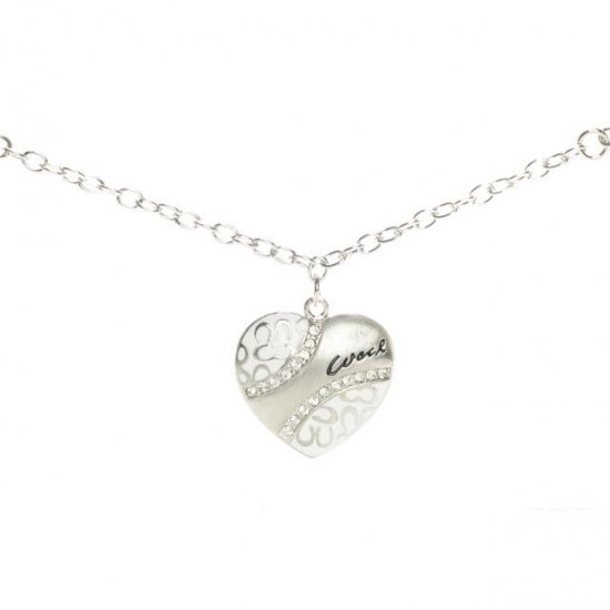 Coach Love Heart White Necklaces ALM | Women - Click Image to Close